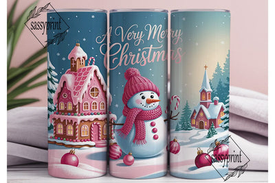 Pink Christmas Wonderland Tumbler Wrap Sublimation sassyprint 