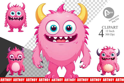 Pink Classic Monster Valentine Clipart Sublimation artnoy 