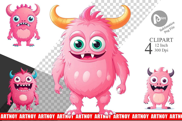 Pink Classic Monster Valentine Clipart Sublimation artnoy 