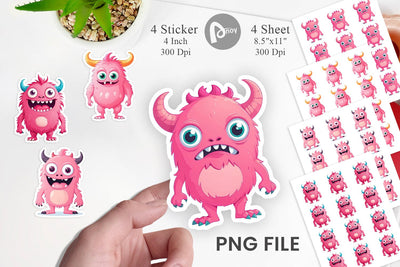 Pink Classic Monster Valentine Sticker Sublimation artnoy 