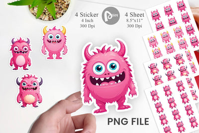 Pink Classic Monster Valentine Sticker Sublimation artnoy 