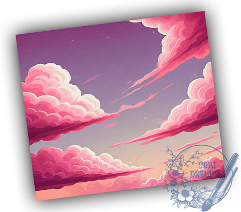 Pink Clouds Tumbler, Cloud Valentine Design, 20oz Tumbler Wrap, Sublimation PNG, Cute Drinkware, Valentine’s Day Gift, Whimsical Cloud Pattern Sublimation ToriDesigns 