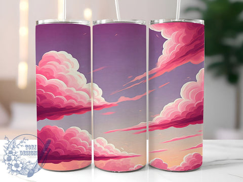 Pink Clouds Tumbler, Cloud Valentine Design, 20oz Tumbler Wrap, Sublimation PNG, Cute Drinkware, Valentine’s Day Gift, Whimsical Cloud Pattern Sublimation ToriDesigns 