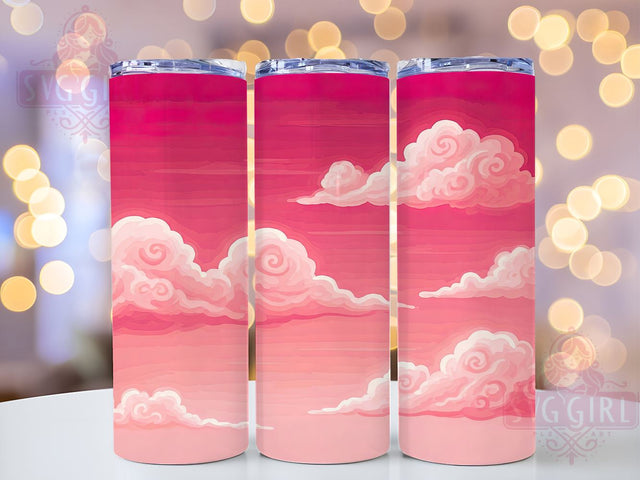 Pink Clouds Tumbler Wrap, Cloud Valentine PNG, 20oz Sublimation Design, Cute Cloud Drinkware, Love Pattern Tumbler, Romantic Cloud Decor, Girly Tumbler Design Sublimation SvggirlplusArt 