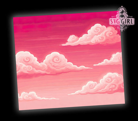 Pink Clouds Tumbler Wrap, Cloud Valentine PNG, 20oz Sublimation Design, Cute Cloud Drinkware, Love Pattern Tumbler, Romantic Cloud Decor, Girly Tumbler Design Sublimation SvggirlplusArt 