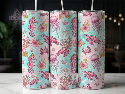 Pink Coastal Coquette 20oz Tumbler, Pink Coastal, Coastal Coquette, Coquette Tumbler, 20oz Tumbler, Pink Tumbler, Coastal Tumbler, Tumbler Wrap Sublimation SvggirlplusArt 