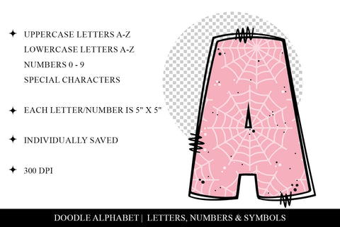 Pink Cobweb Halloween Doodle Letter Alpha Sublimation BijouBay 