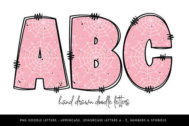 Pink Cobweb Halloween Doodle Letter Alpha Sublimation BijouBay 