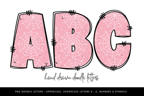 Pink Cobweb Halloween Doodle Letter Alpha Sublimation BijouBay 