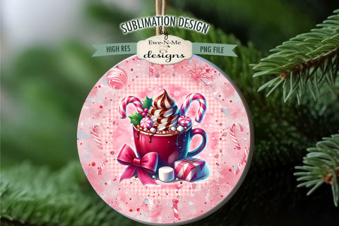 Pink Cocoa Coffee Cup Wind Spinner Sublimation Round Cocoa Sublimation Ewe-N-Me Designs 