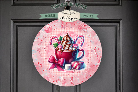 Pink Cocoa Coffee Cup Wind Spinner Sublimation Round Cocoa Sublimation Ewe-N-Me Designs 