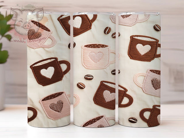 Pink Coffee Heart Aesthetic Tumbler, Cute Coffee Bean Sublimation Design, Cozy Aesthetic Cup Art, 20oz Coffee Tumbler, Whimsical Coffee Mug, Stylish Pink Cup, Elegant Coffee Wrap Sublimation Lara' s Designs 