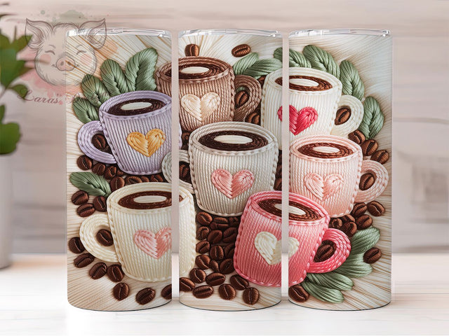 Pink Coffee Heart Aesthetic Tumbler, Cute Coffee Bean Sublimation Design, Cozy Aesthetic Cup Art, 20oz Coffee Tumbler, Whimsical Coffee Mug, Stylish Pink Cup, Elegant Coffee Wrap Sublimation Lara' s Designs 