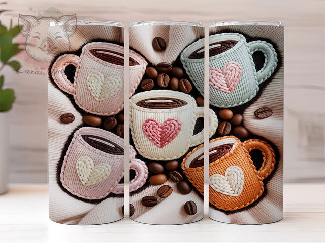 Pink Coffee Heart Aesthetic Tumbler, Cute Coffee Bean Sublimation Design, Cozy Aesthetic Cup Art, 20oz Coffee Tumbler, Whimsical Coffee Mug, Stylish Pink Cup, Elegant Coffee Wrap Sublimation Lara' s Designs 