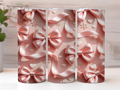 Pink Coquette Bow Christmas Tumbler, Bow Christmas Wrap, Holiday Mug Design, Sublimation Wrap, Festive Drinkware, Cute Winter Gift, Sparkly Christmas Cup Sublimation Lara' s Designs 