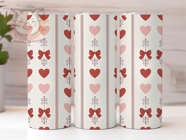 Pink Coquette Bow Valentine Tumbler, Coquette Bow, Romantic Theme, Sublimation Art, 20oz Tumbler, Cute Wrap, Festive Design Sublimation Lara' s Designs 