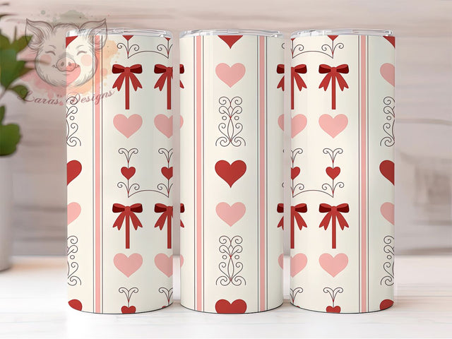 Pink Coquette Bow Valentine Tumbler, Coquette Bow, Romantic Theme, Sublimation Art, 20oz Tumbler, Cute Wrap, Festive Design Sublimation Lara' s Designs 