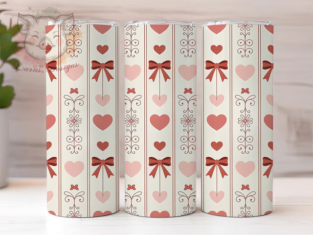 Pink Coquette Bow Valentine Tumbler, Coquette Bow, Romantic Theme, Sublimation Art, 20oz Tumbler, Cute Wrap, Festive Design Sublimation Lara' s Designs 