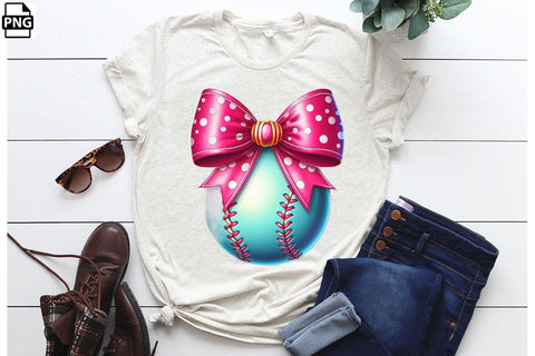 Pink Coquette Bow With Softball PNG Printable File Sublimation Creativedesigntee 