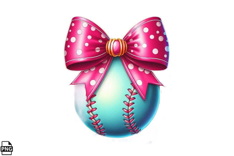 Pink Coquette Bow With Softball PNG Printable File Sublimation Creativedesigntee 