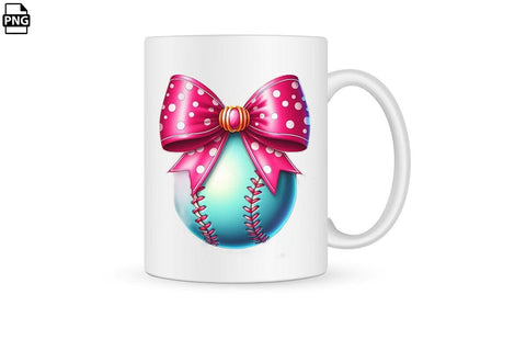 Pink Coquette Bow With Softball PNG Printable File Sublimation Creativedesigntee 