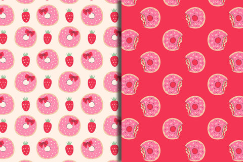 Pink Coquette Donut Seamless Patterns & Digital Papers Set Digital Pattern Rin Green 