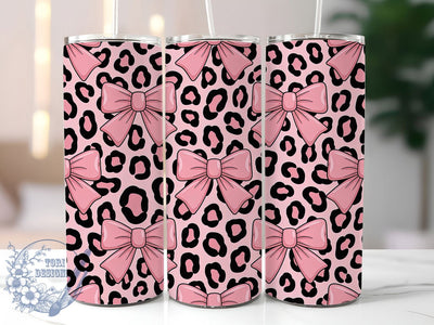 Pink Coquette Glitter Leopard Tumbler, Glitter Leopard Wrap, 20Oz Sublimation Design, Girly Animal Print Cup, Glam Bow Drinkware, Chic Leopard Tumbler, Fashionista Coffee Mug Sublimation ToriDesigns 