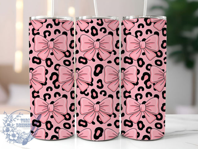Pink Coquette Glitter Leopard Tumbler, Glitter Leopard Wrap, 20Oz Sublimation Design, Girly Animal Print Cup, Glam Bow Drinkware, Chic Leopard Tumbler, Fashionista Coffee Mug Sublimation ToriDesigns 