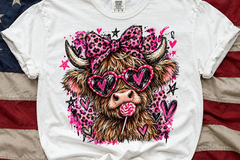 Pink Coquette Highland Cow Sublimation PNG SVG DesignDestine 
