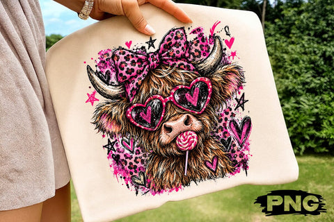 Pink Coquette Highland Cow Sublimation PNG SVG DesignDestine 