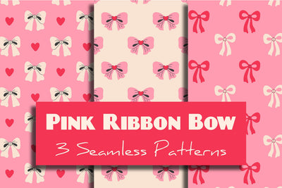 Pink Coquette Ribbon Bow Seamless Patterns & Digital Papers Digital Pattern Rin Green 