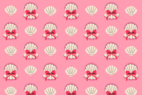 Pink Coquette Seashells Seamless Patterns Digital Pattern Rin Green 