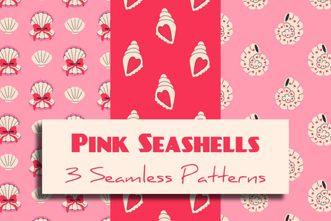 Pink Coquette Seashells Seamless Patterns Digital Pattern Rin Green 