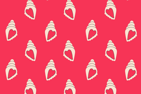 Pink Coquette Seashells Seamless Patterns Digital Pattern Rin Green 