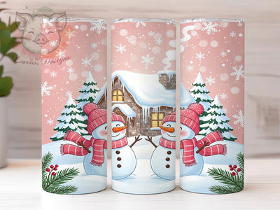 Pink Coquette Snowman Christmas Tumbler, Pink Christmas Sublimation Design, Winter Snowman Art, 20oz Holiday Tumbler, Whimsical Pink Mug, Stylish Christmas Cup, Cozy Snowman Wrap Sublimation Lara' s Designs 