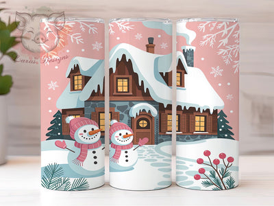 Pink Coquette Snowman Christmas Tumbler, Pink Christmas Sublimation Design, Winter Snowman Art, 20oz Holiday Tumbler, Whimsical Pink Mug, Stylish Christmas Cup, Cozy Snowman Wrap Sublimation Lara' s Designs 