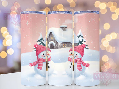 Pink Coquette Snowman Christmas Tumbler, Winter Sublimation Design, Cute Bow Snowman Tumbler, 20oz Skinny Tumbler Wrap, Girly Winter Drinkware, Aesthetic Coquette Wrap, Pastel Christmas Sublimation Sublimation SvggirlplusArt 