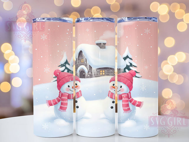 Pink Coquette Snowman Christmas Tumbler, Winter Sublimation Design, Cute Bow Snowman Tumbler, 20oz Skinny Tumbler Wrap, Girly Winter Drinkware, Aesthetic Coquette Wrap, Pastel Christmas Sublimation Sublimation SvggirlplusArt 