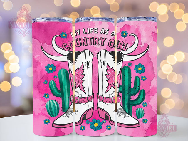 Pink Country Girl 20oz Tumbler Wrap Sublimation Design, Straight Tapered Tumbler Wrap, Western Boots Tumbler Png, Instant Digital Download Sublimation SvggirlplusArt 