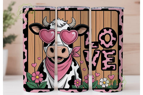 Pink Cow Love 20oz Tumbler Wrap Sublimation PixelChick 
