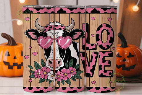 Pink Cow Love 20oz Tumbler Wrap Sublimation PixelChick 