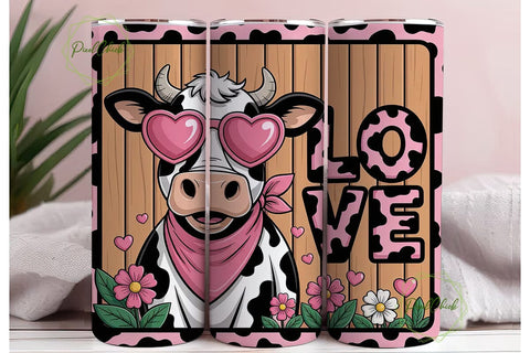 Pink Cow Love 20oz Tumbler Wrap Sublimation PixelChick 