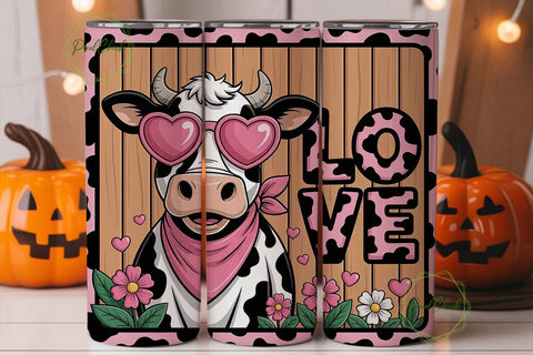 Pink Cow Love 20oz Tumbler Wrap Sublimation PixelChick 