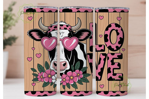 Pink Cow Love 20oz Tumbler Wrap Sublimation PixelChick 