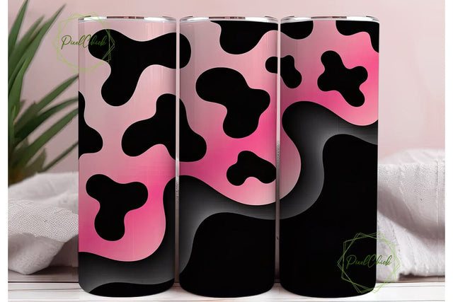 Pink Cow Print 20oz Tumbler Wrap Sublimation PixelChick 