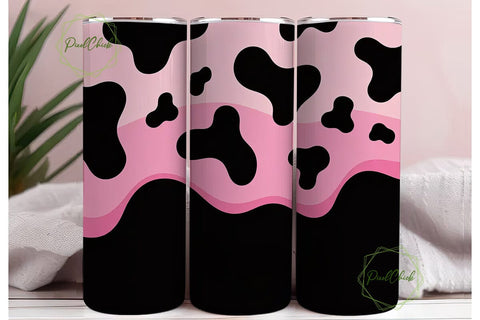 Pink Cow Print 20oz Tumbler Wrap Sublimation PixelChick 