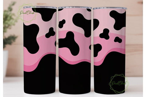 Pink Cow Print 20oz Tumbler Wrap Sublimation PixelChick 