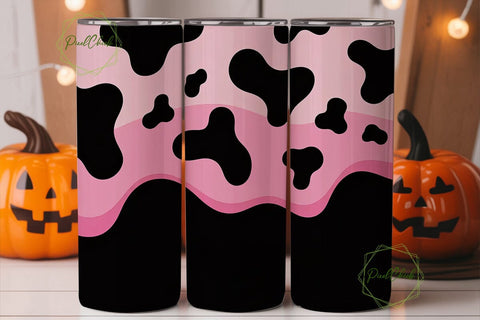Pink Cow Print 20oz Tumbler Wrap Sublimation PixelChick 