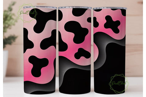 Pink Cow Print 20oz Tumbler Wrap Sublimation PixelChick 