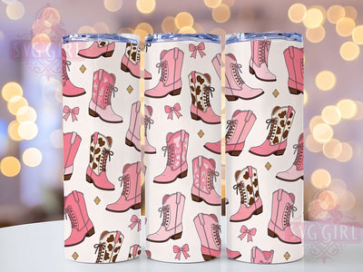 Pink Cowboy Boots 20oz Tumbler, Pink Theme, Cowboy Boots, Western Style, Rustic Motif, Cowgirl Aesthetic, Skinny Tumbler, Sublimation PNG Sublimation SvggirlplusArt 